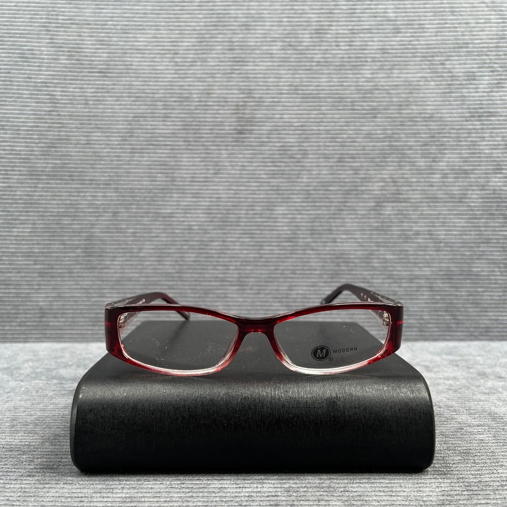Modern Optical Bridget Eyeglass Frames Burgundy Y2k Rectangular Studded